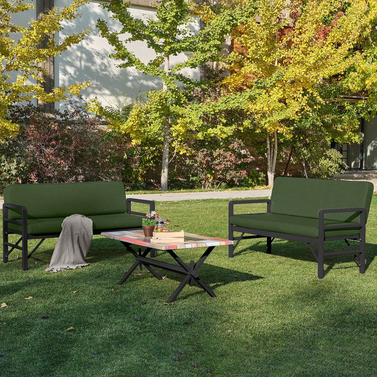 Set de grădină Pandora (2-2-S), Diverse culori, 139x75x52 cm - Negru - Verde | SKU: 679HVN1199 | Set de grădină Pandora (2-2-S), 139x75x52 cm, varianta Negru - Verde, produs pentru amenajarea locuinței, disponibil online în România la CasaMob