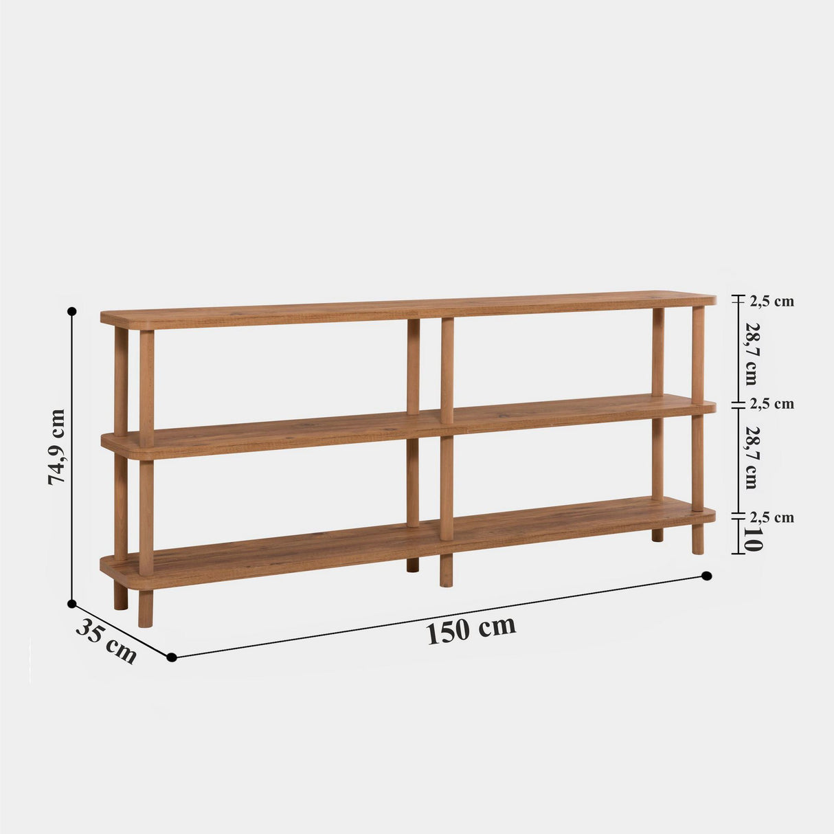 Bibliotecă Raca, Diverse culori, 150x35x75 cm - Pin atlantic | SKU: 688DRA1205 | Bibliotecă Raca, 150x35x75 cm, varianta Pin atlantic, produs pentru amenajarea locuinței, disponibil online în România la CasaMob