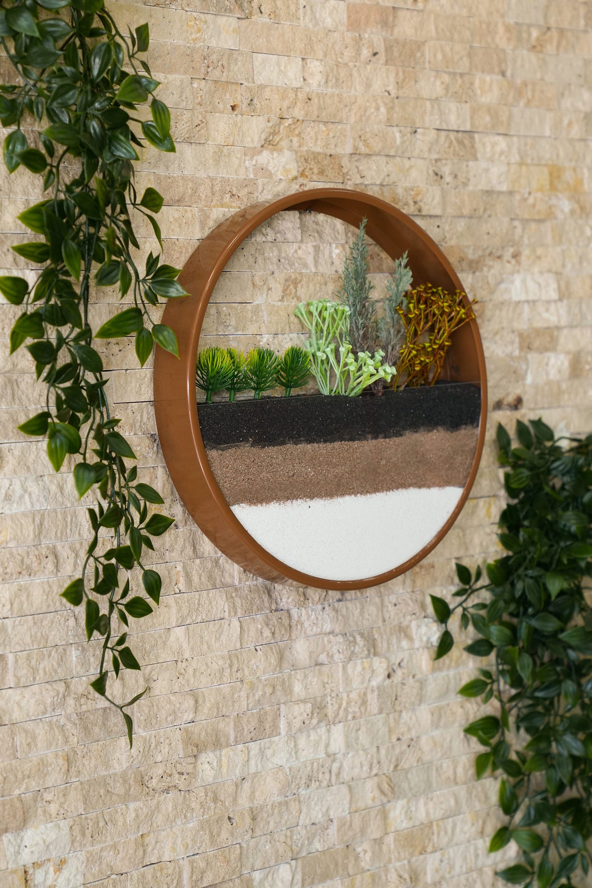 Decorațiune de perete din metal Redosier Dogwood, Alb - Maro, 25x25x5 cm