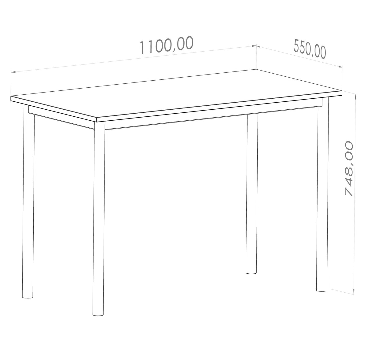 Birou Viva - 110 x 55, Stejar - Negru, 110x55x78 cm