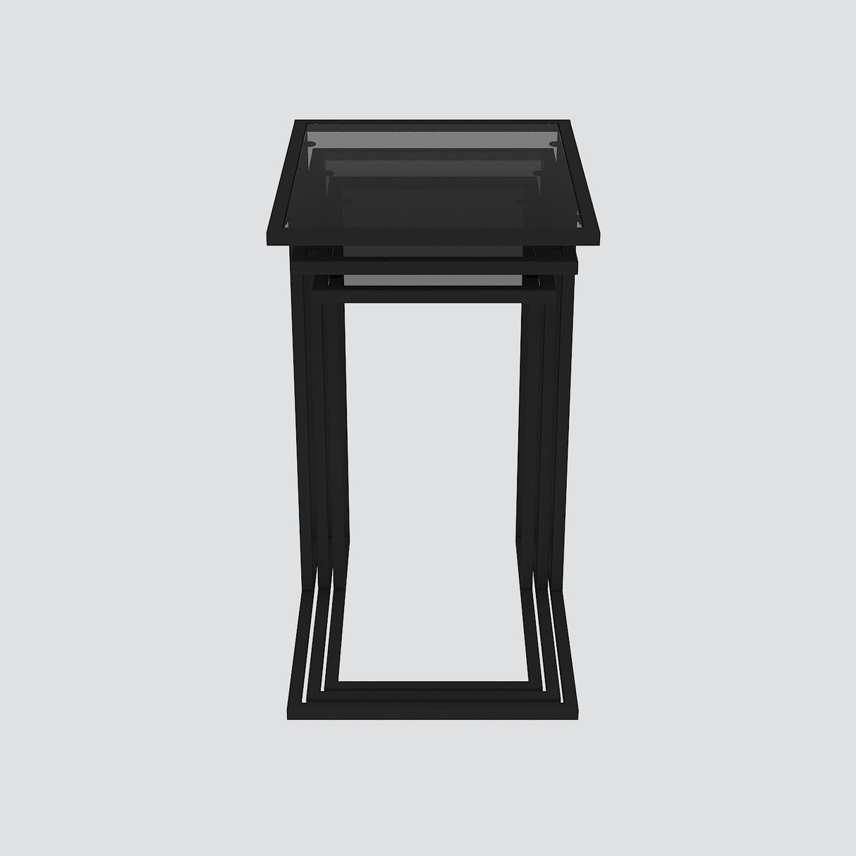 Set 3 măsuțe de cafea İbiza - Black, Smoked Glass, Negru, 42x34x58 cm