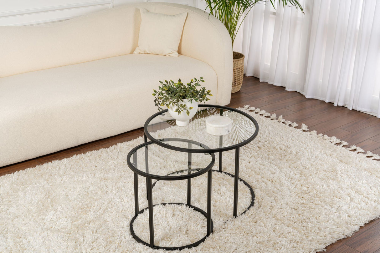 Măsuță de cafea Black-Transparent-60-42, Negru, 60x60x43 cm