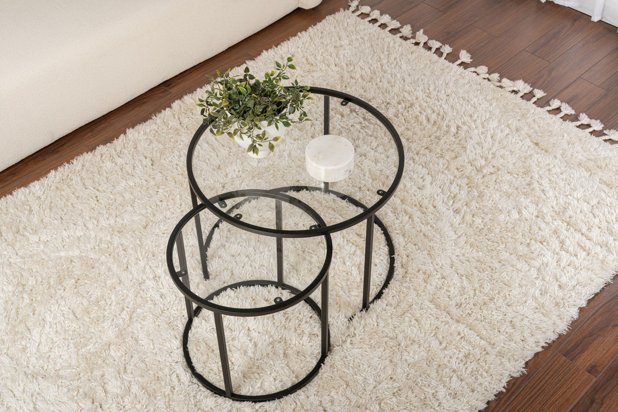 Măsuță de cafea Black-Transparent-60-42, Negru, 60x60x43 cm