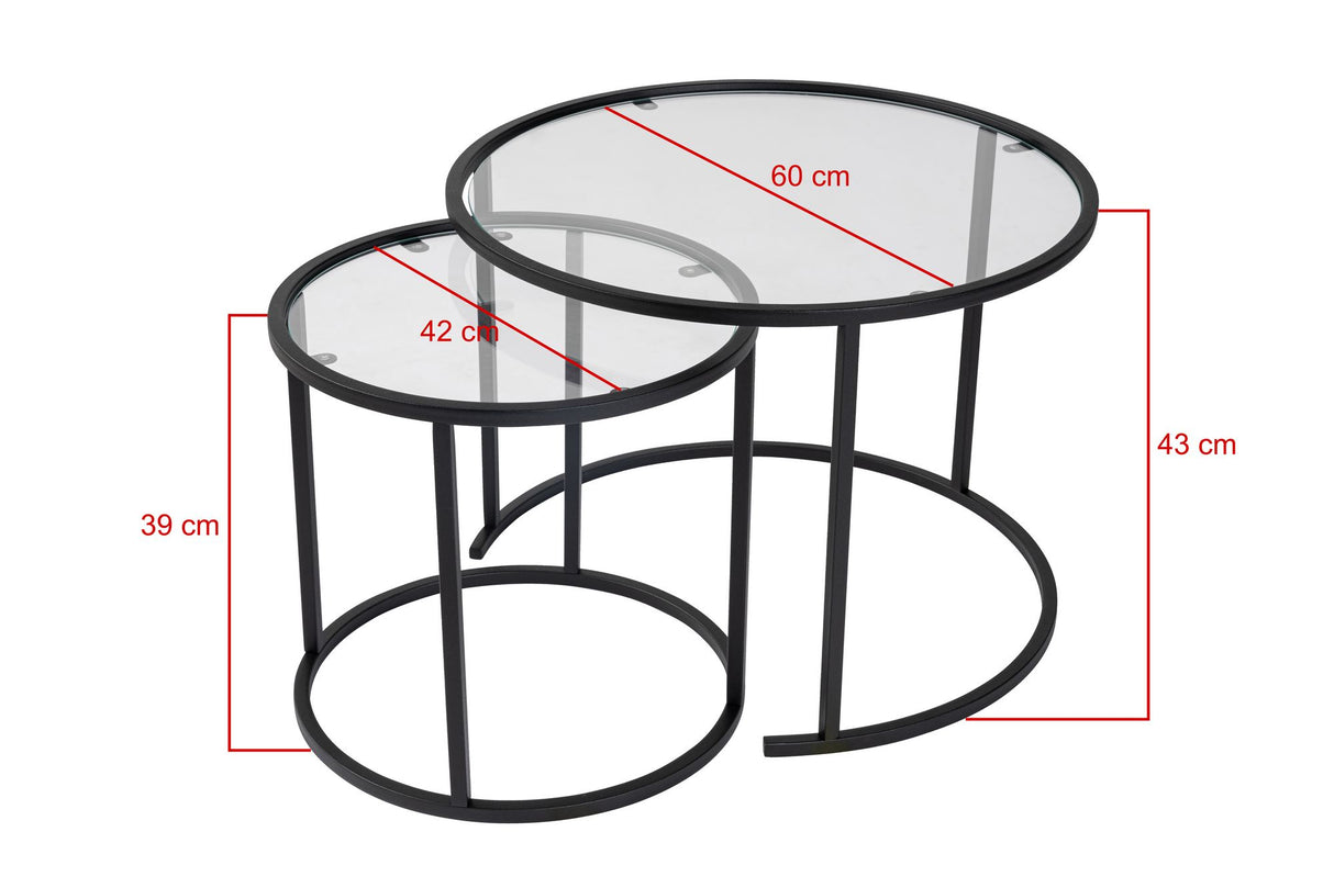 Măsuță de cafea Black-Transparent-60-42, Negru, 60x60x43 cm