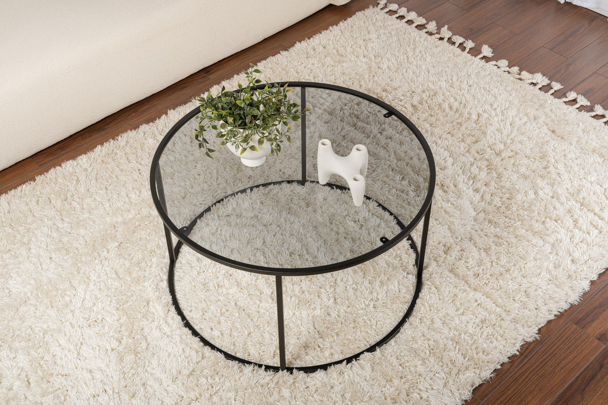 Măsuță de cafea Black-Grey-80, Negru, 80x80x43 cm
