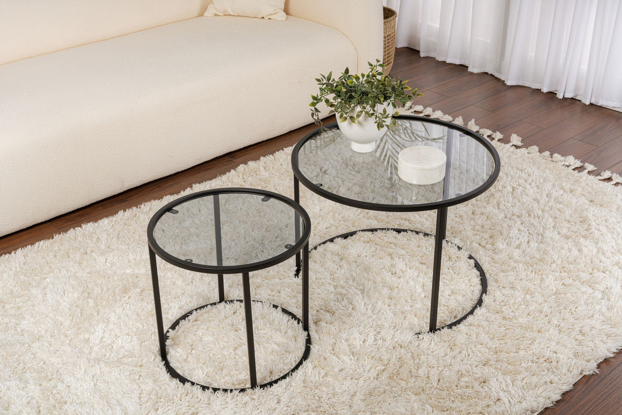 Măsuță de cafea Black-Grey-60-42, Negru, 42x42x39 cm