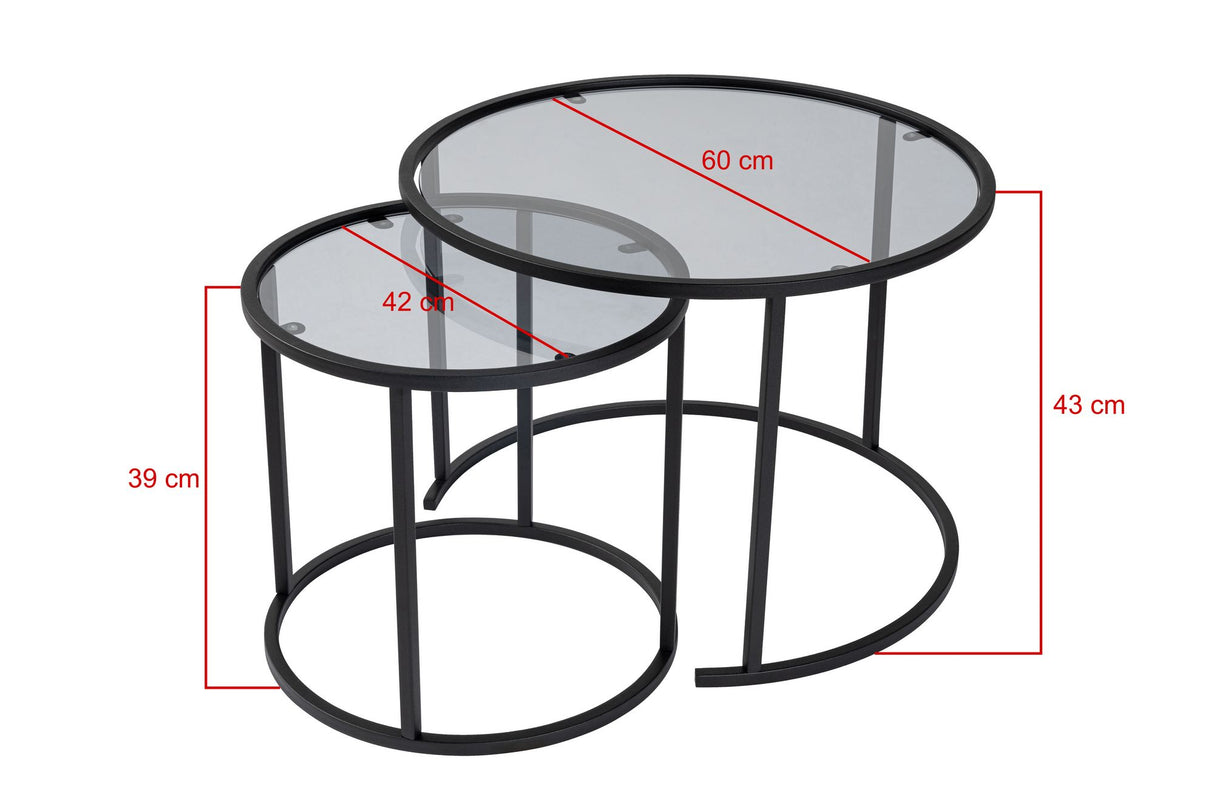 Măsuță de cafea Black-Grey-60-42, Negru, 42x42x39 cm