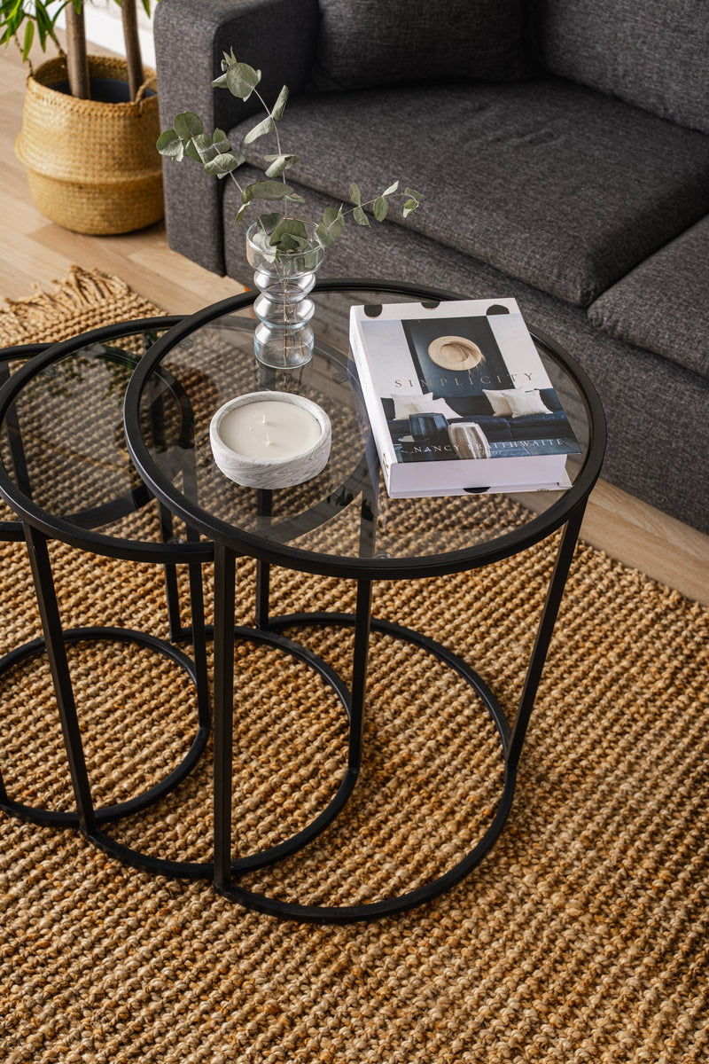 Set 3 măsuțe de cafea Alya, Negru, 34x34x50 cm, SKU 706CLN1152, imagine 3