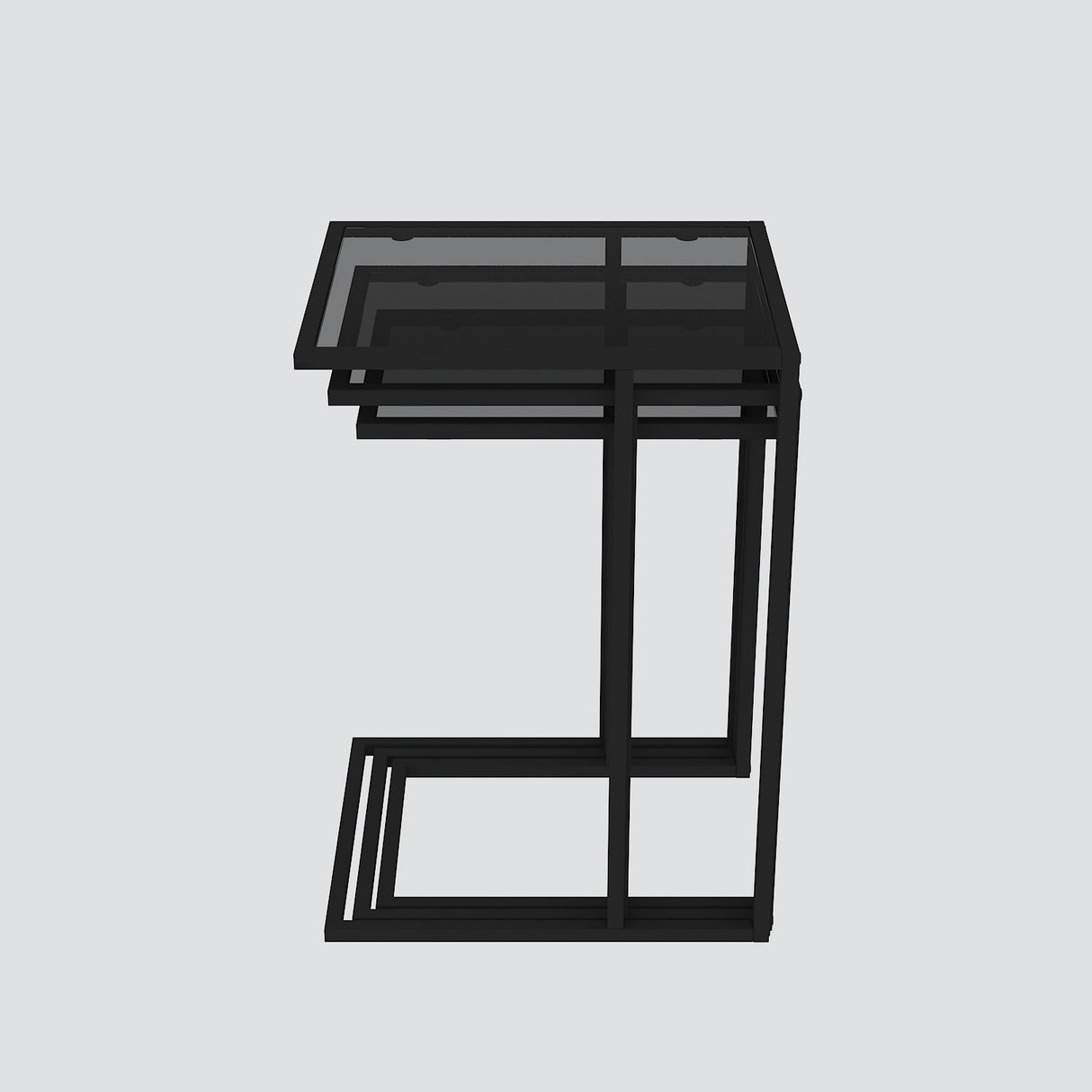 Set 3 măsuțe de cafea İbiza - Black, Smoked Glass, Negru, 42x34x58 cm