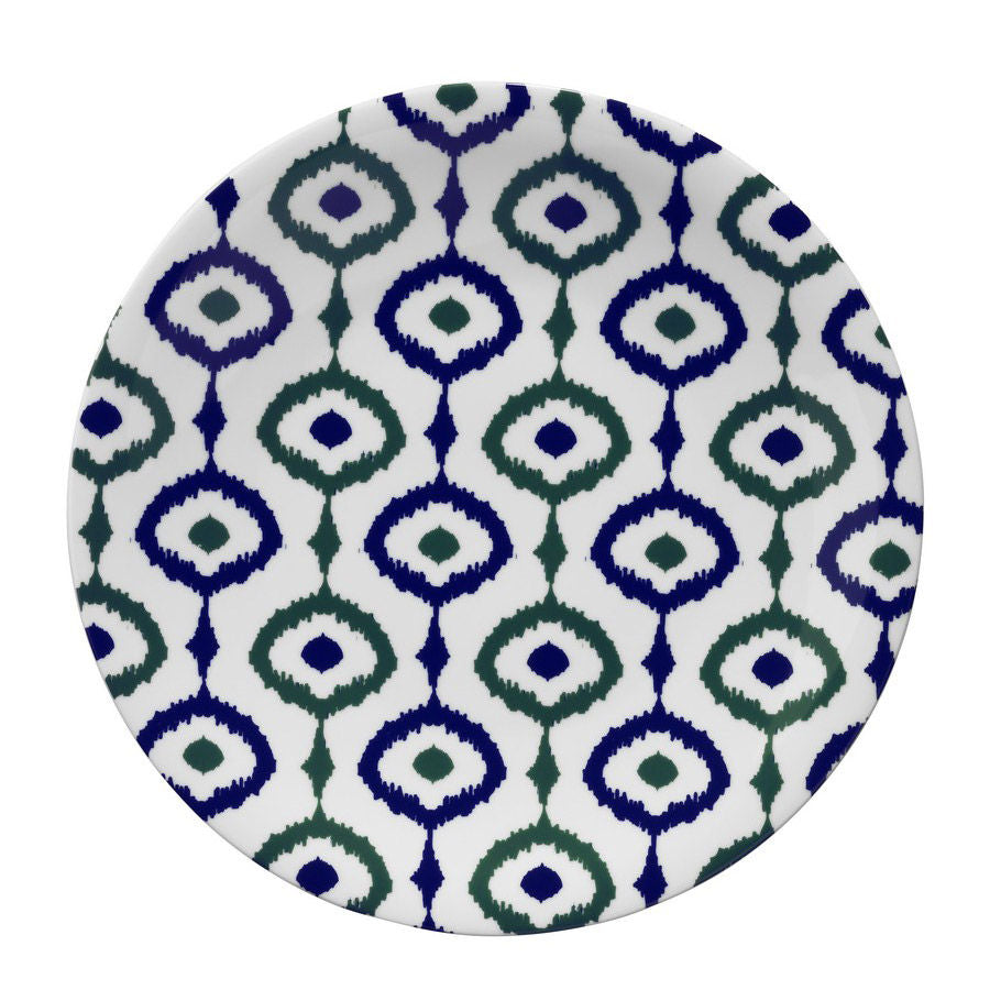Serviciu de masă 24 bucăți ZG24Y24309133, Alb - Verde - Albastru, 20x20x2 cm