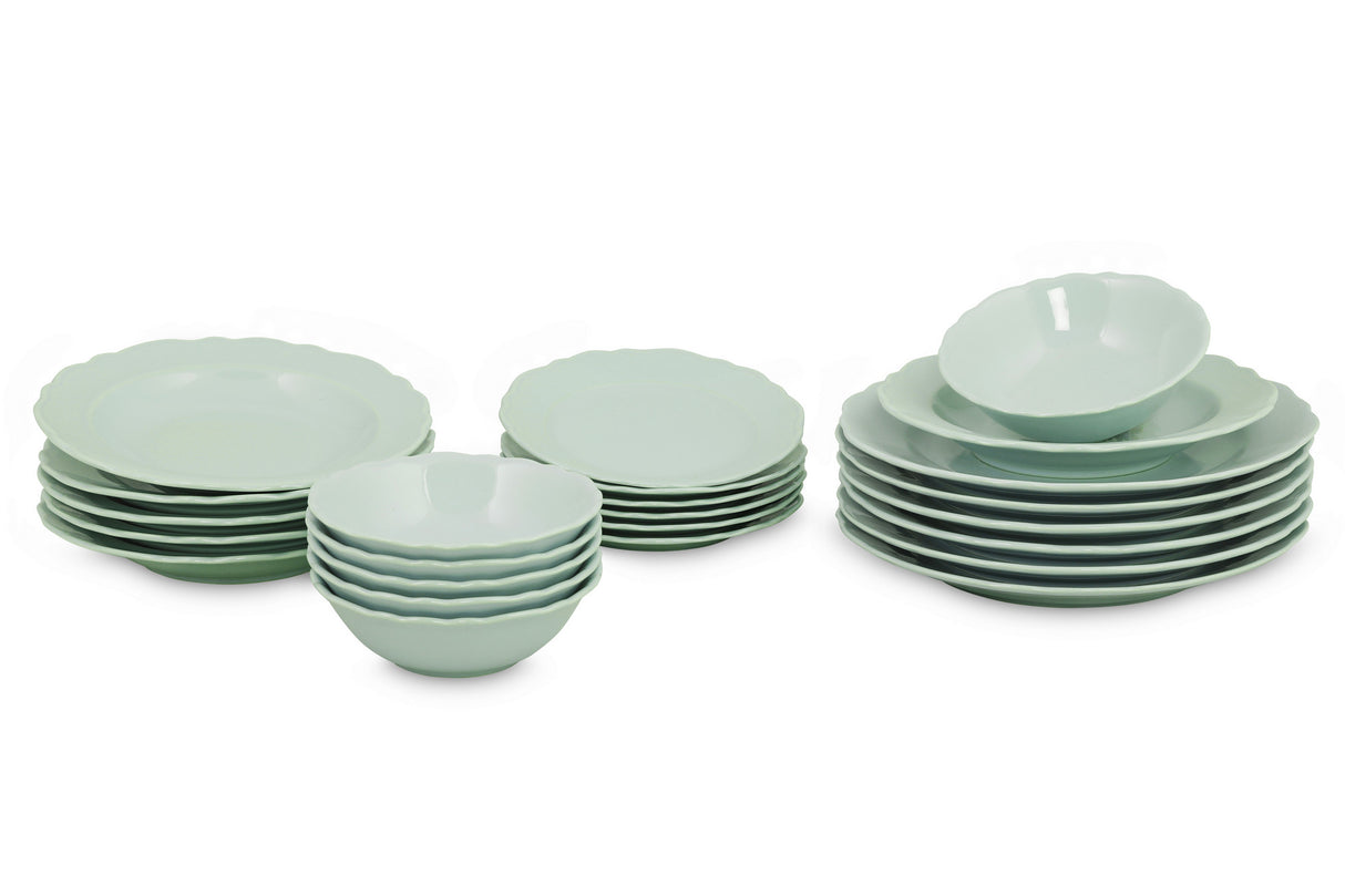 Serviciu de masă 24 bucăți LR24Y2142632, Verde, 20x20x2 cm