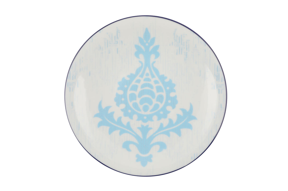 Serviciu de masă 24 bucăți ZG24Y24301073314, Alb - Turcoaz, 27x27x2 cm