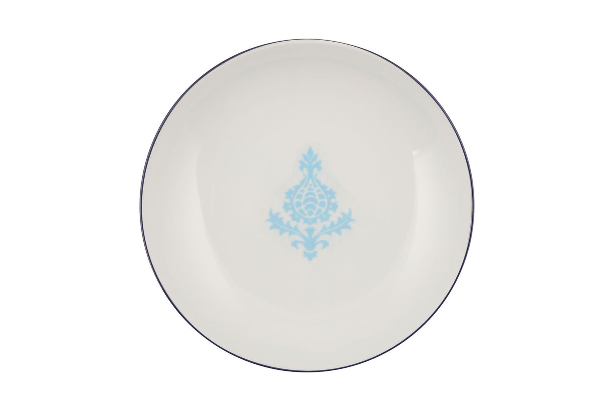 Serviciu de masă 24 bucăți ZG24Y24301073314, Alb - Turcoaz, 27x27x2 cm