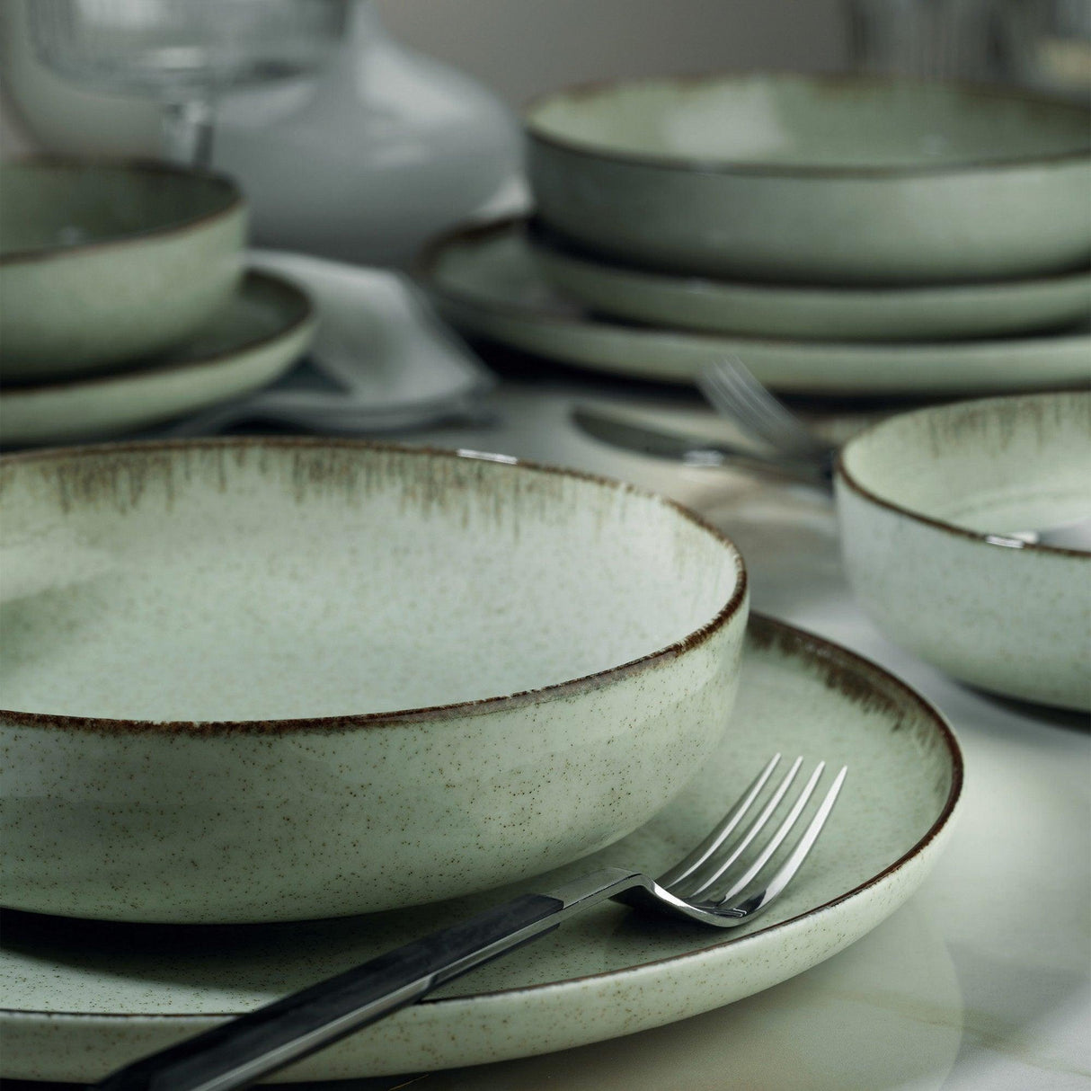 Set de cină, Verde, 27x3x27 cm