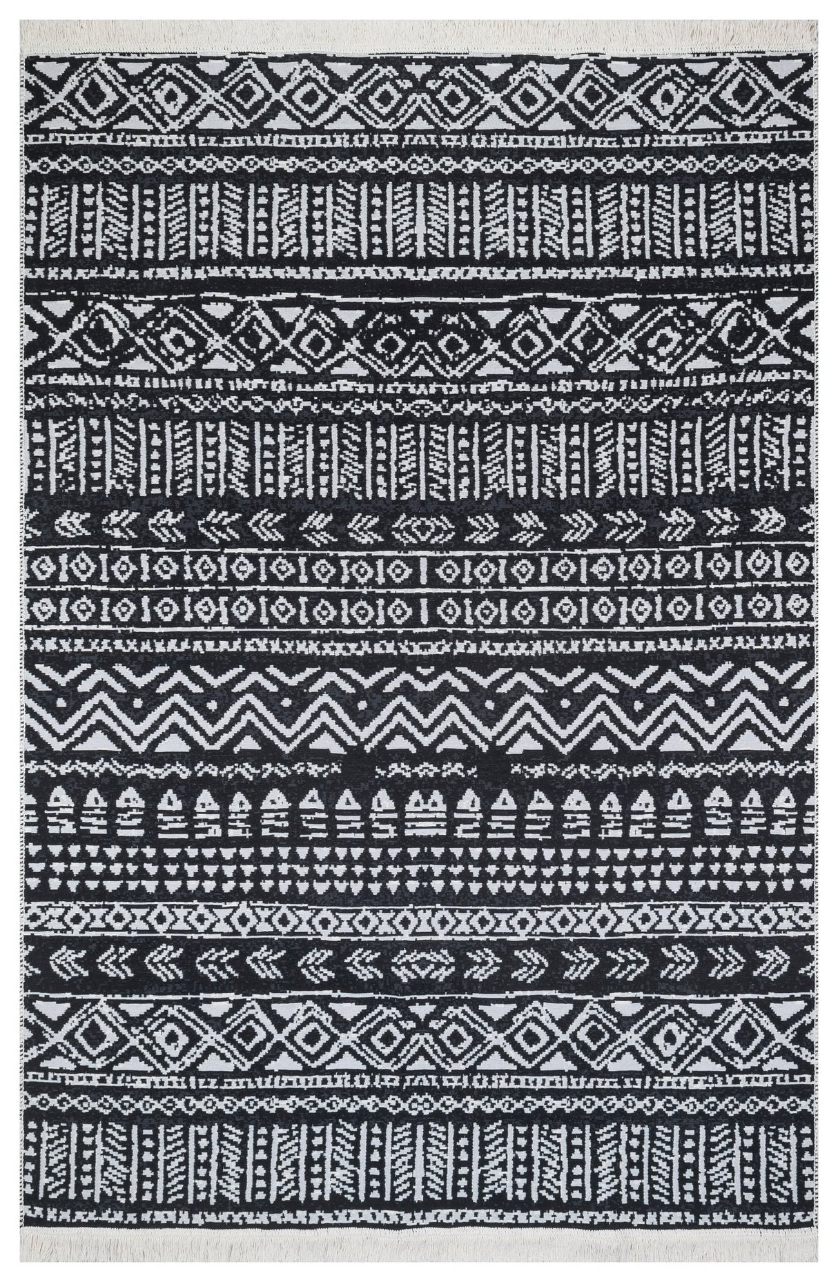 Covor Ar 03, Negru - Alb, 80x300 cm