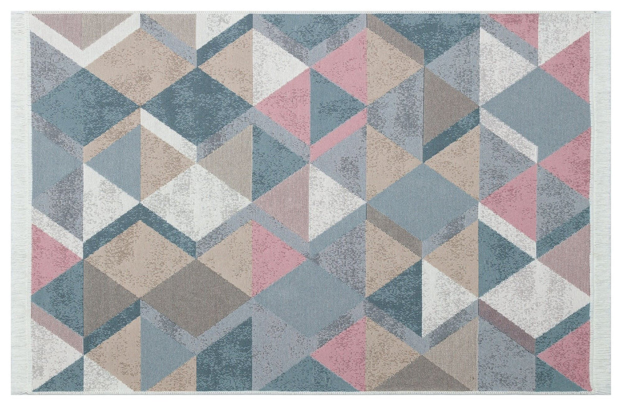 Covor Ar 10, Albastru - Roz - Bej - Gri, 160x230 cm