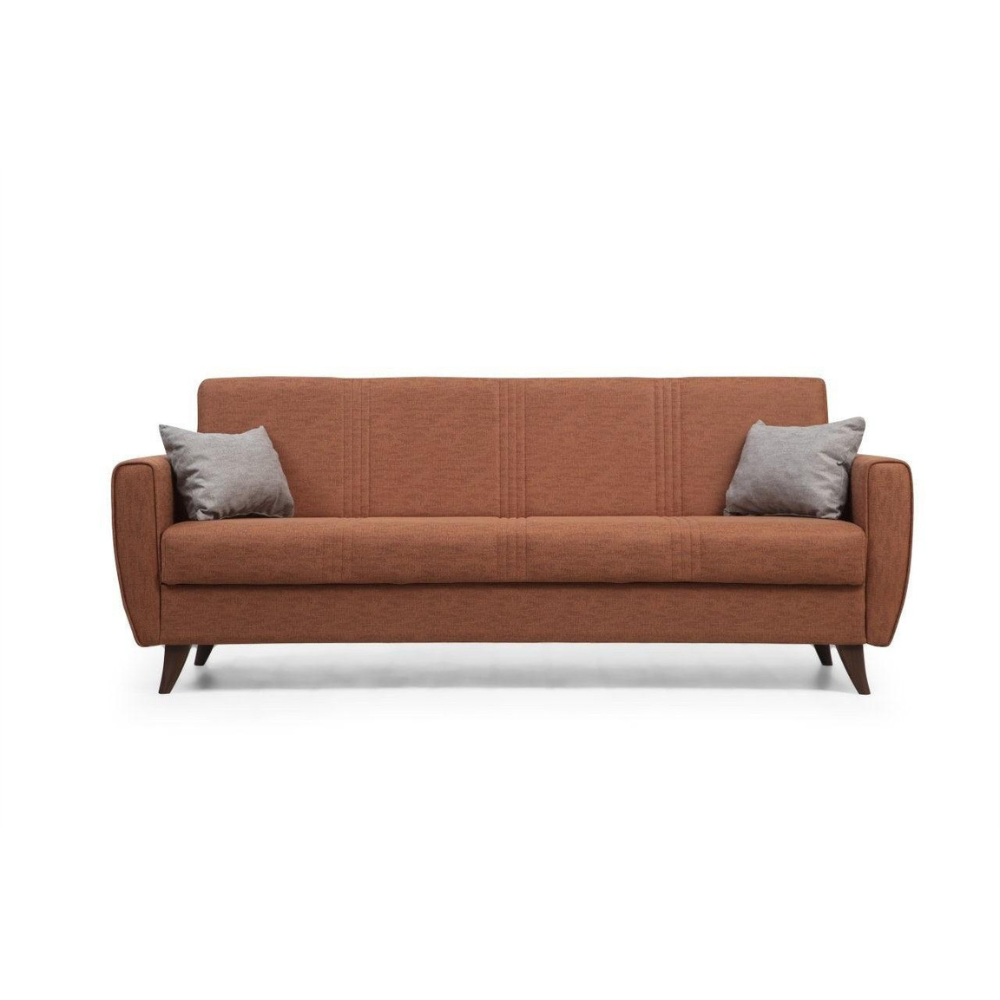 Canapea extensibilă Zaden, 3 locuri, Diverse culori, 207x77x86 cm - Roșu cărămiziu | SKU: 730MST1211 | Canapea extensibilă Zaden, 3 locuri, 207x77x86 cm, varianta Roșu cărămiziu, produs pentru amenajarea locuinței, disponibil online în România la CasaMob