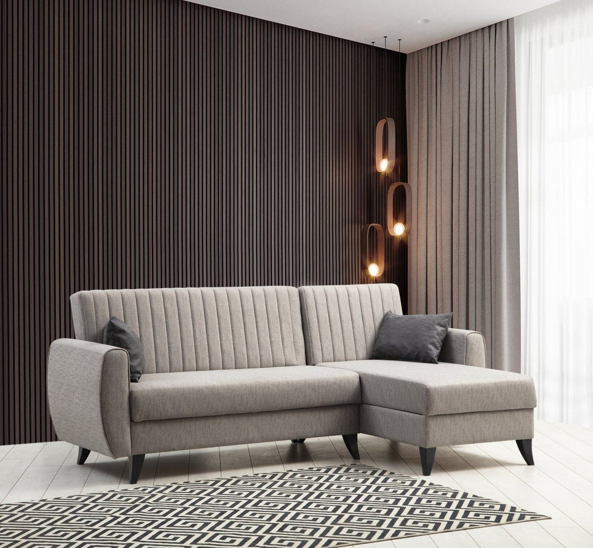 Canapea extensibilă Alkon, Colț, Diverse culori, 223x130x86 cm - Gri deschis | SKU: 730MST1301 | Canapea extensibilă Alkon, Colț, 223x130x86 cm, varianta Gri deschis, produs pentru amenajarea locuinței, disponibil online în România la CasaMob