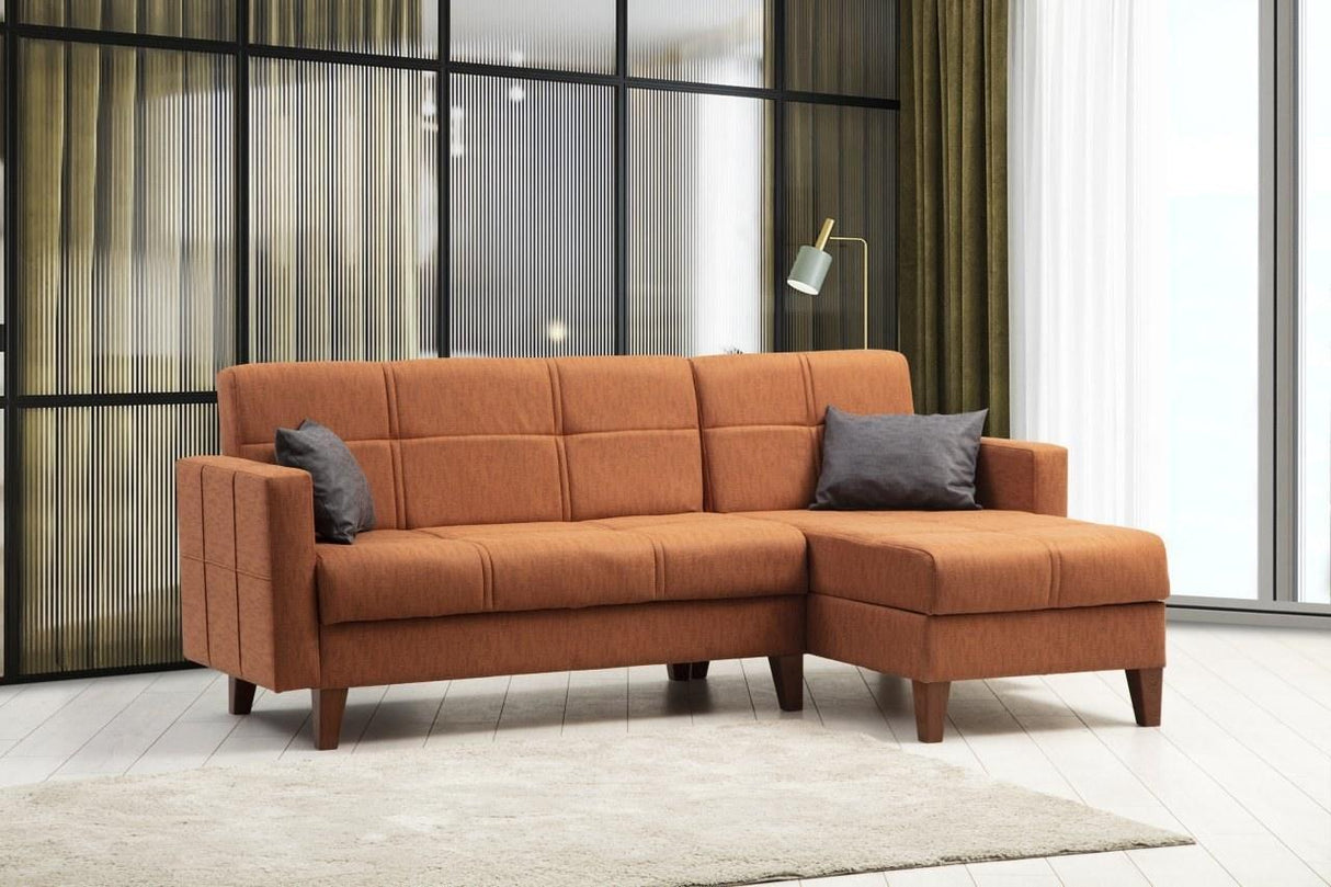 Canapea extensibilă Polya, Colț, Diverse culori, 216x130x86 cm - Roșu cărămiziu | SKU: 730MST1307 | Canapea extensibilă Polya, Colț, 216x130x86 cm, varianta Roșu cărămiziu, produs pentru amenajarea locuinței, disponibil online în România la CasaMob