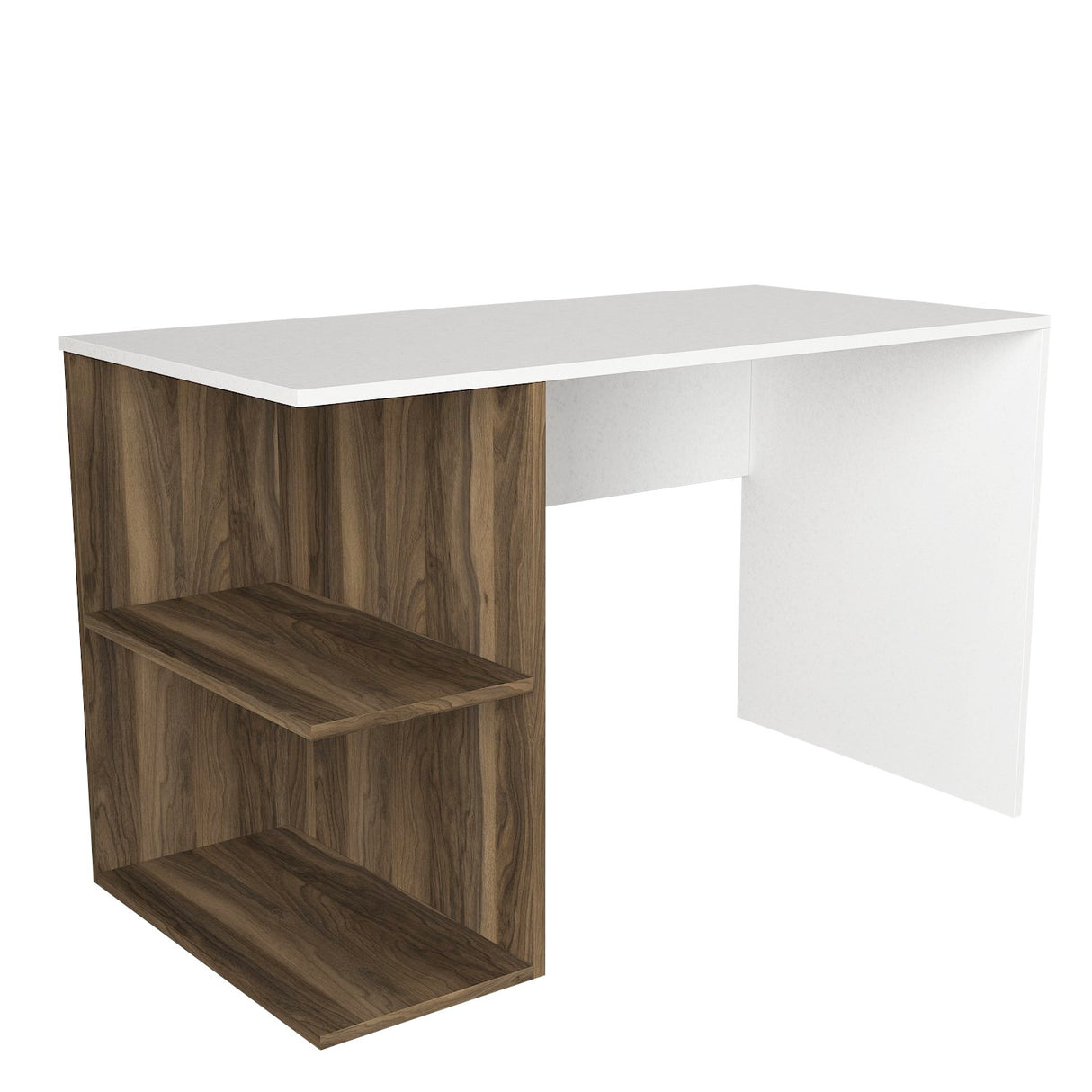 Birou Elegance, Alb - Nuc, 120x60x75 cm
