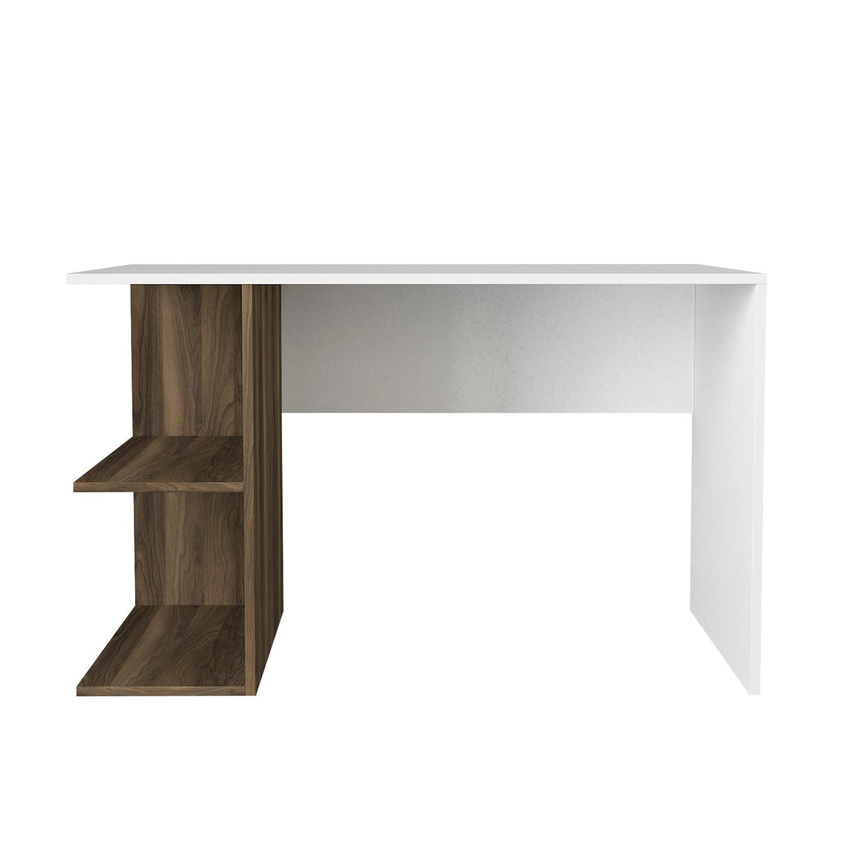 Birou Elegance, Alb - Nuc, 120x60x75 cm