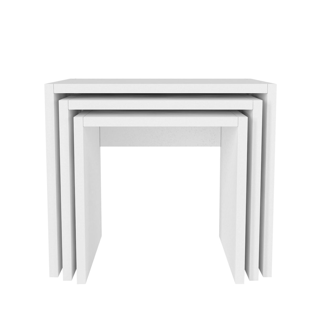 Set 3 măsuțe de cafea Zariel, Alb, 33x35x33 cm