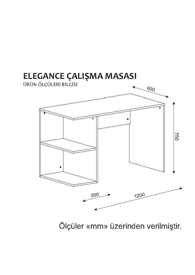 Birou Elegance, Alb - Nuc, 120x60x75 cm