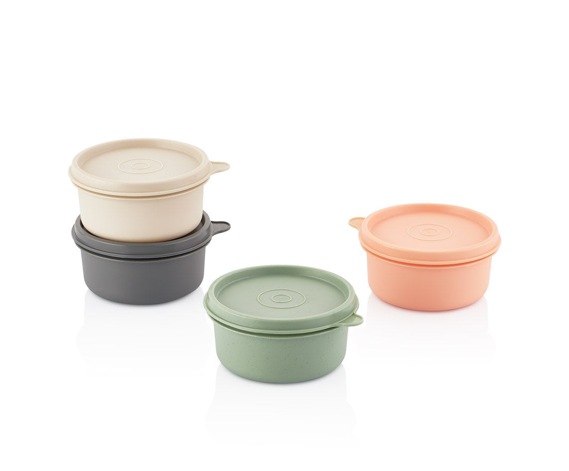 Set recipiente pentru depozitare 4 bucăți SC-4277, Antracit - Verde - Portocaliu - Crem, 10x10x11 cm