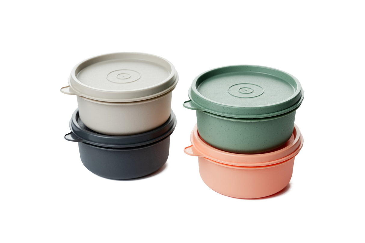 Set recipiente pentru depozitare 4 bucăți SC-4277, Antracit - Verde - Portocaliu - Crem, 10x10x11 cm