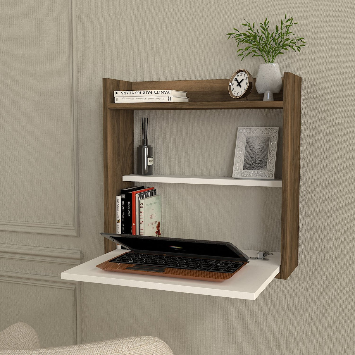 Birou Laptop, Alb - Nuc, 60x20x60 cm