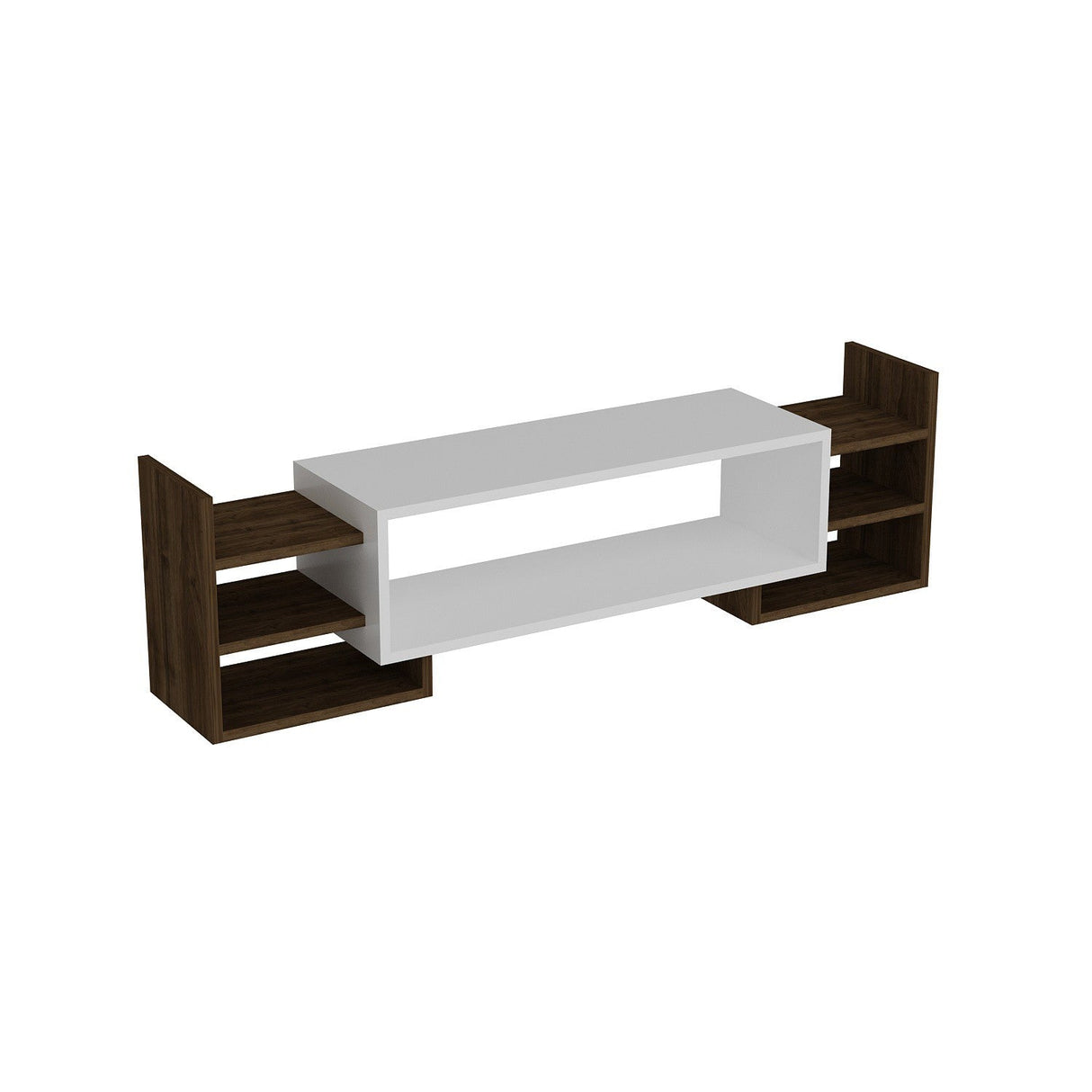 Comodă TV Sema, Diverse culori, 140x30x40 cm - Alb - Nuc | SKU: 745DCD3047 | Comodă TV Sema, 140x30x40 cm, varianta Alb - Nuc, produs pentru amenajarea locuinței, disponibil online în România la CasaMob