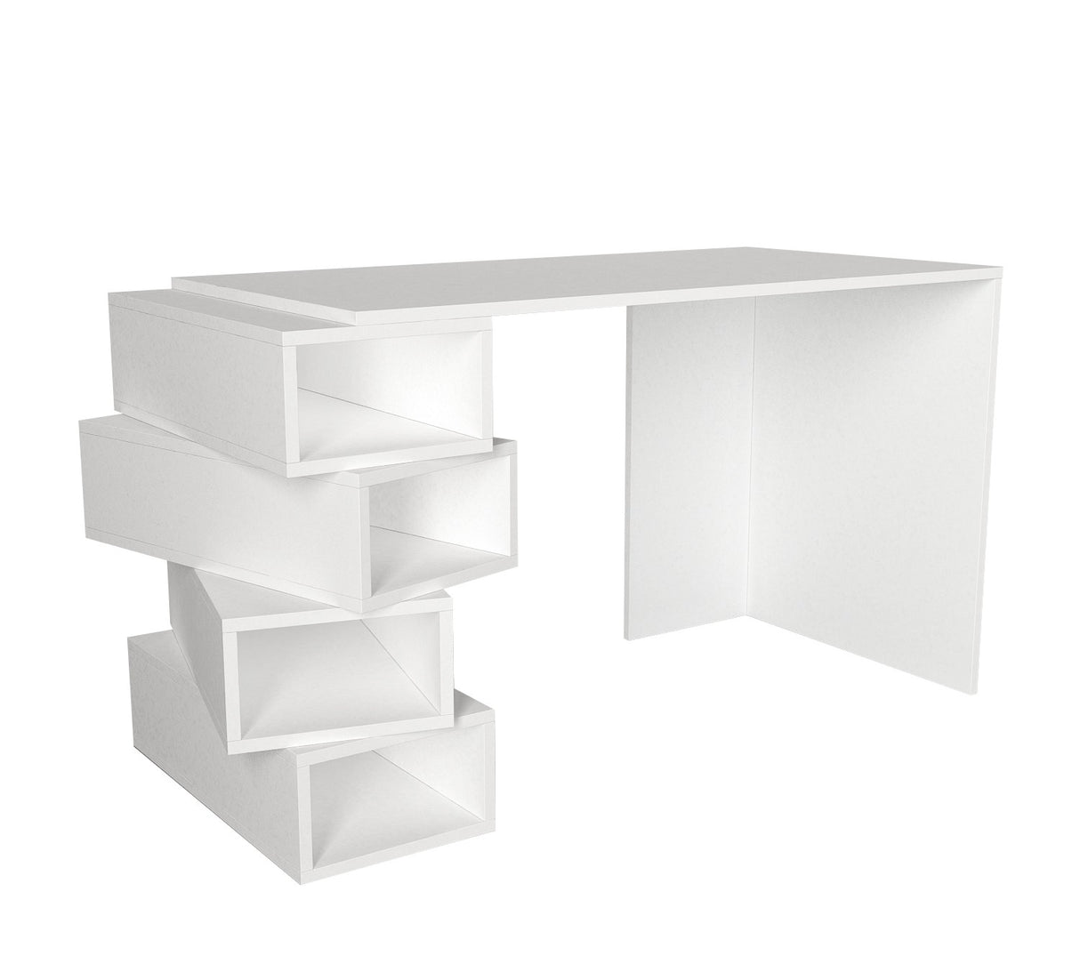 Birou Jenga, Alb, 130x60x75 cm