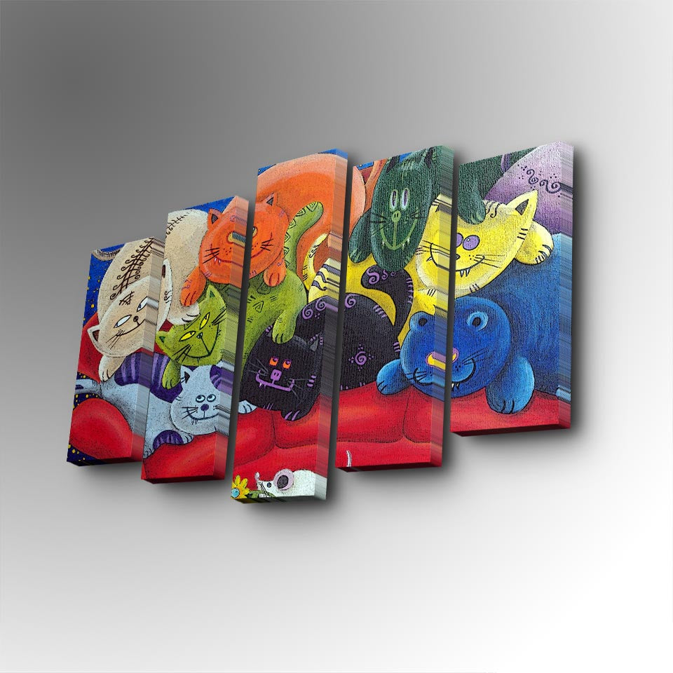 Tablou canvas 5 bucăți 5PUC-149, Multicolor, 82x50x3 cm