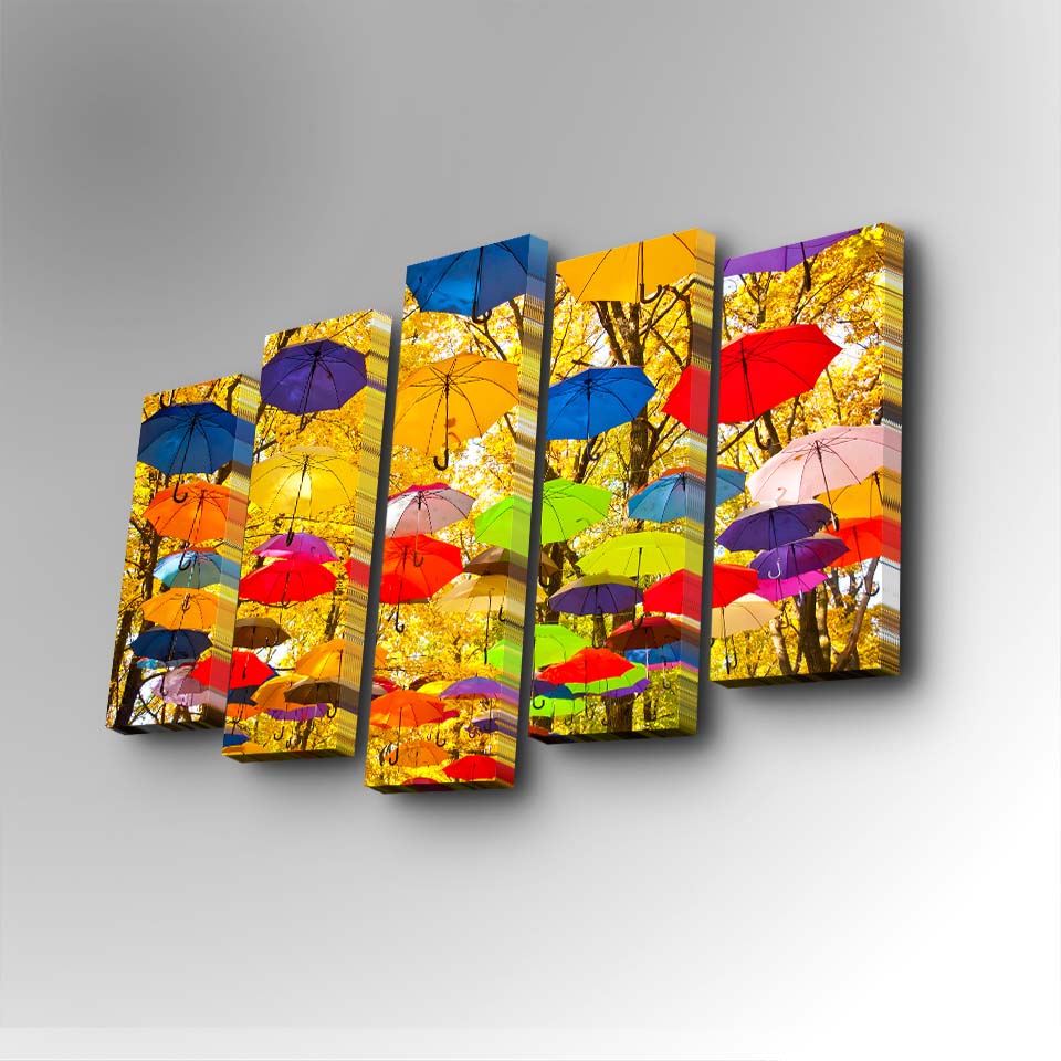 Tablou canvas 5 bucăți 5PUC-051, Multicolor, 82x50x3 cm