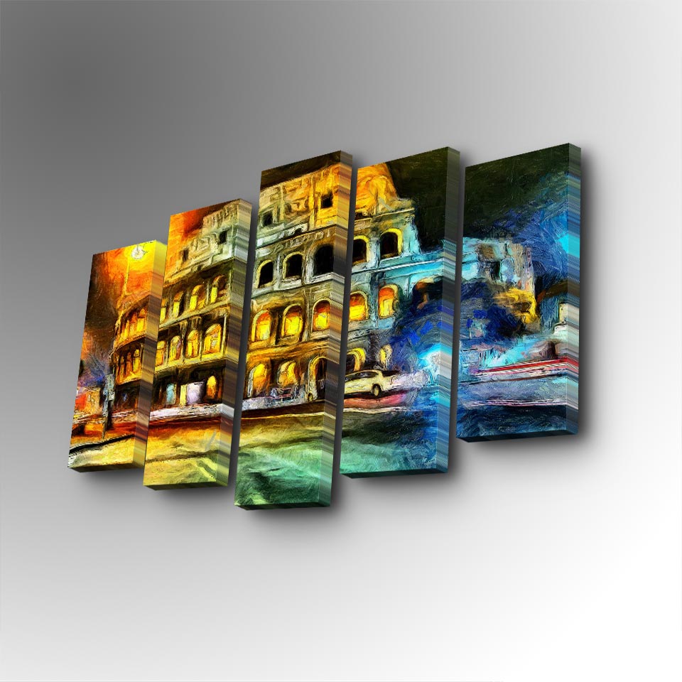 Tablou canvas 5 bucăți 5PUC-088, Multicolor, 82x50x3 cm