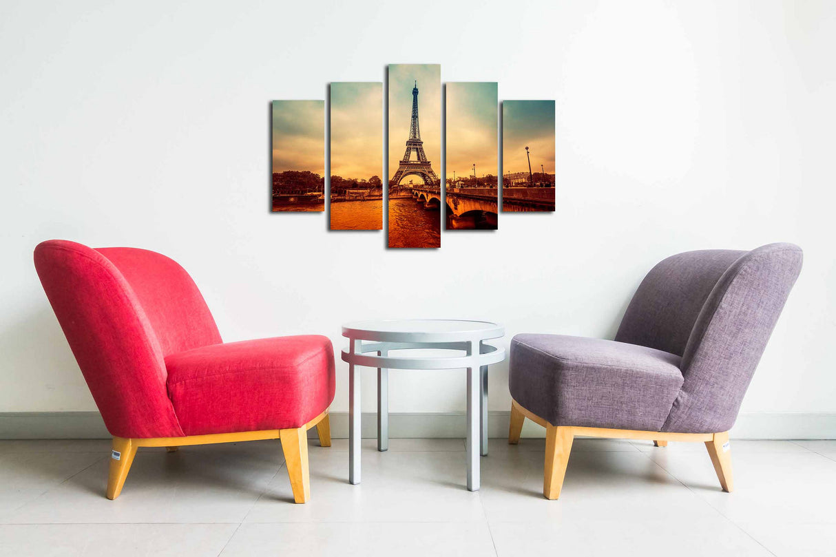 Tablou canvas 5 bucăți 5PUC-093, Multicolor, 82x50x3 cm