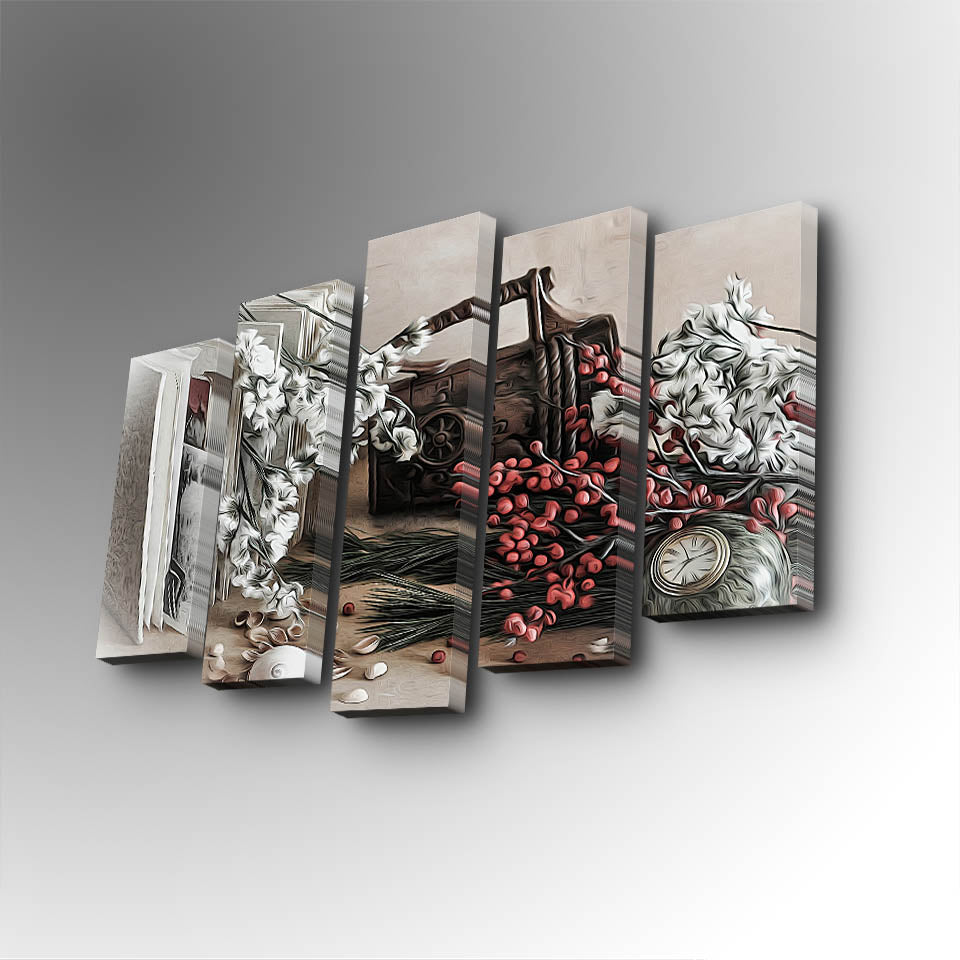 Tablou canvas 5 bucăți 5PUC-095, Multicolor, 82x50x3 cm