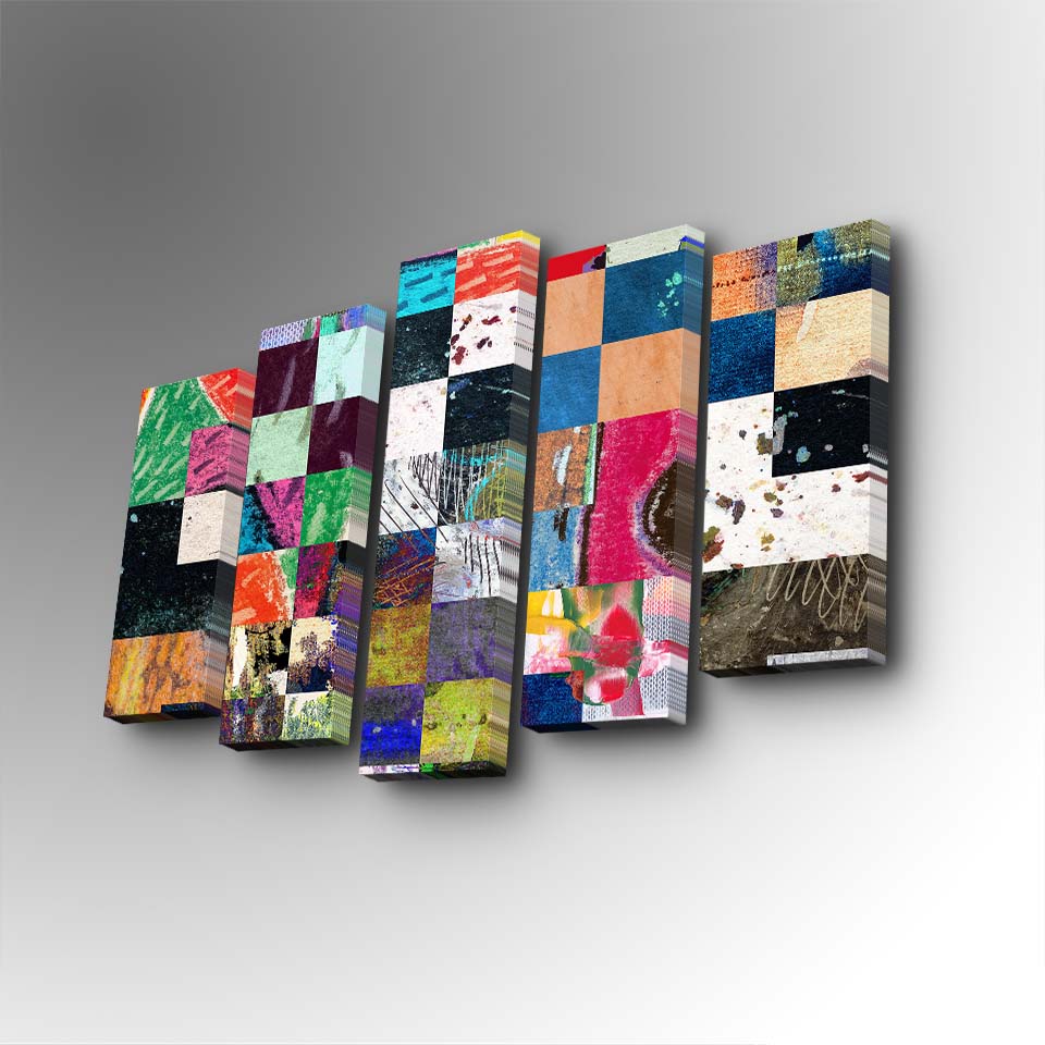 Tablou canvas 5 bucăți 5PUC-118, Multicolor, 82x50x3 cm