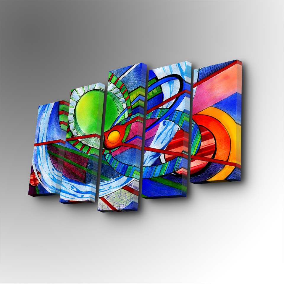Tablou canvas 5 bucăți 5PUC-119, Multicolor, 82x50x3 cm