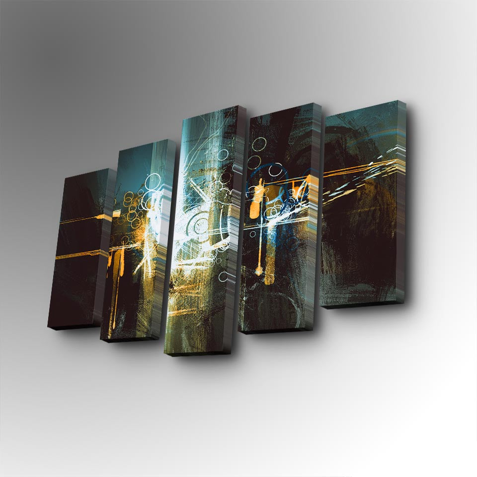 Tablou canvas 5 bucăți 5PUC-120, Multicolor, 82x50x3 cm