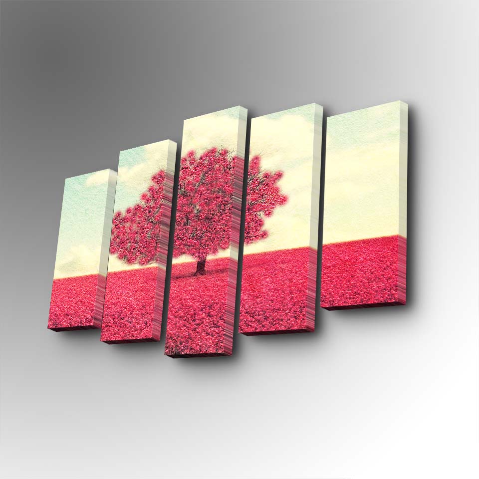 Tablou canvas 5 bucăți 5PUC-124, Multicolor, 82x50x3 cm