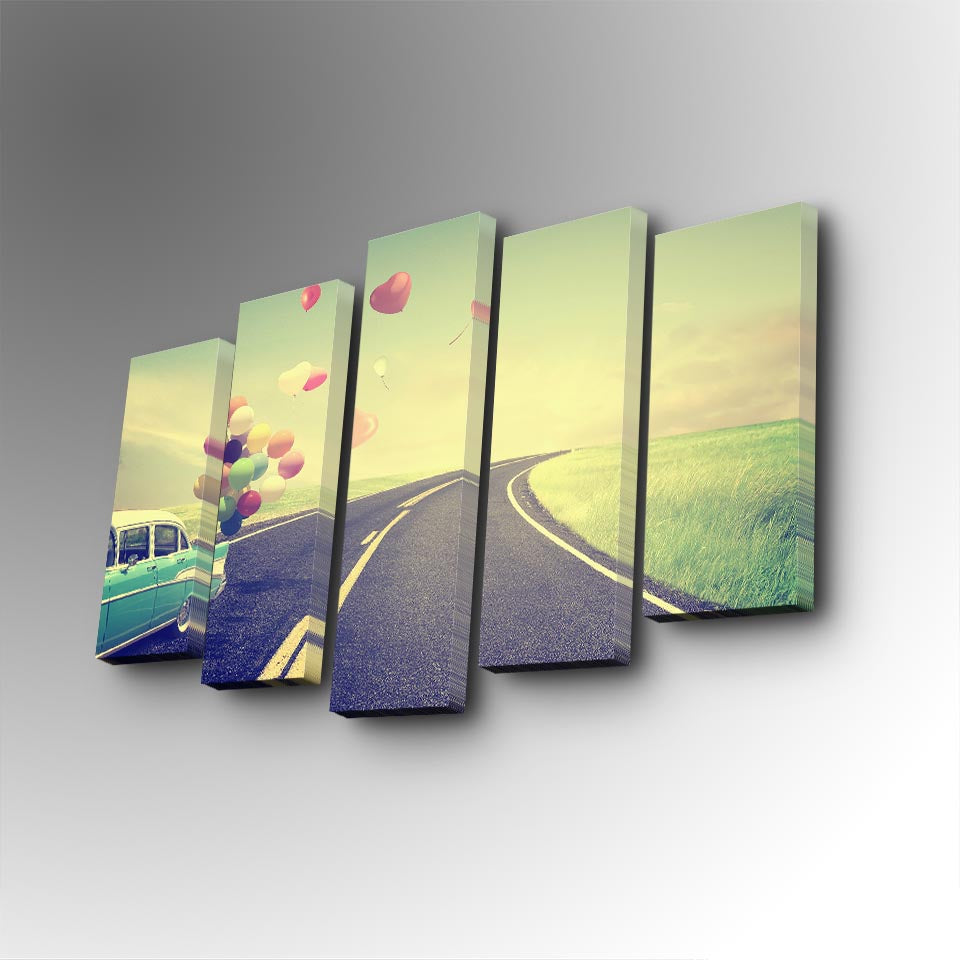 Tablou canvas 5 bucăți 5PUC-126, Multicolor, 82x50x3 cm