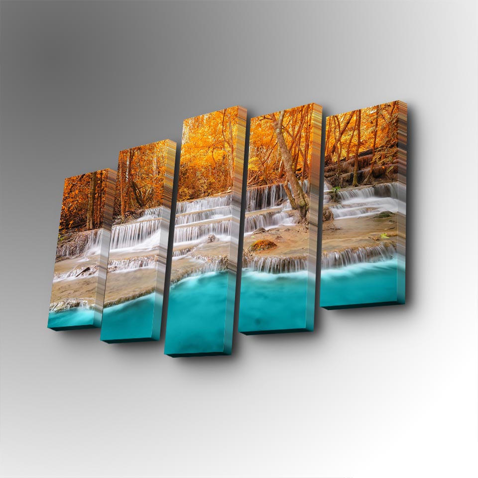 Tablou canvas 5 bucăți 5PUC-136, Multicolor, 82x50x3 cm