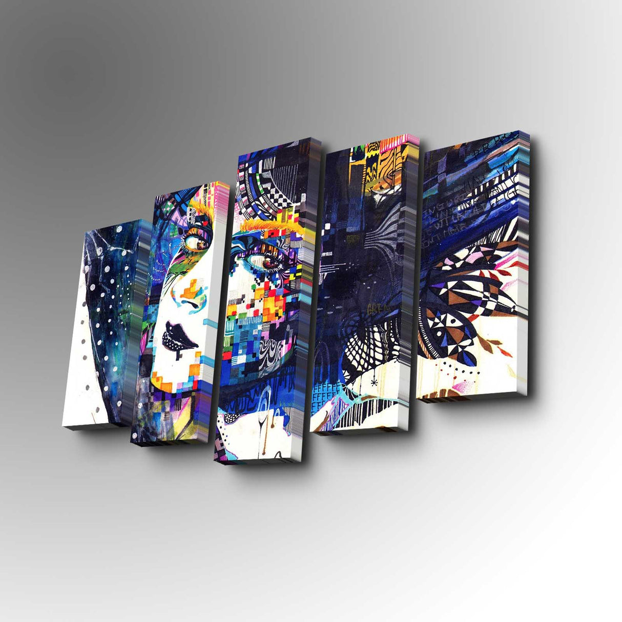 Tablou canvas 5 bucăți 5Pabswc-02, Multicolor, 82x50x3 cm