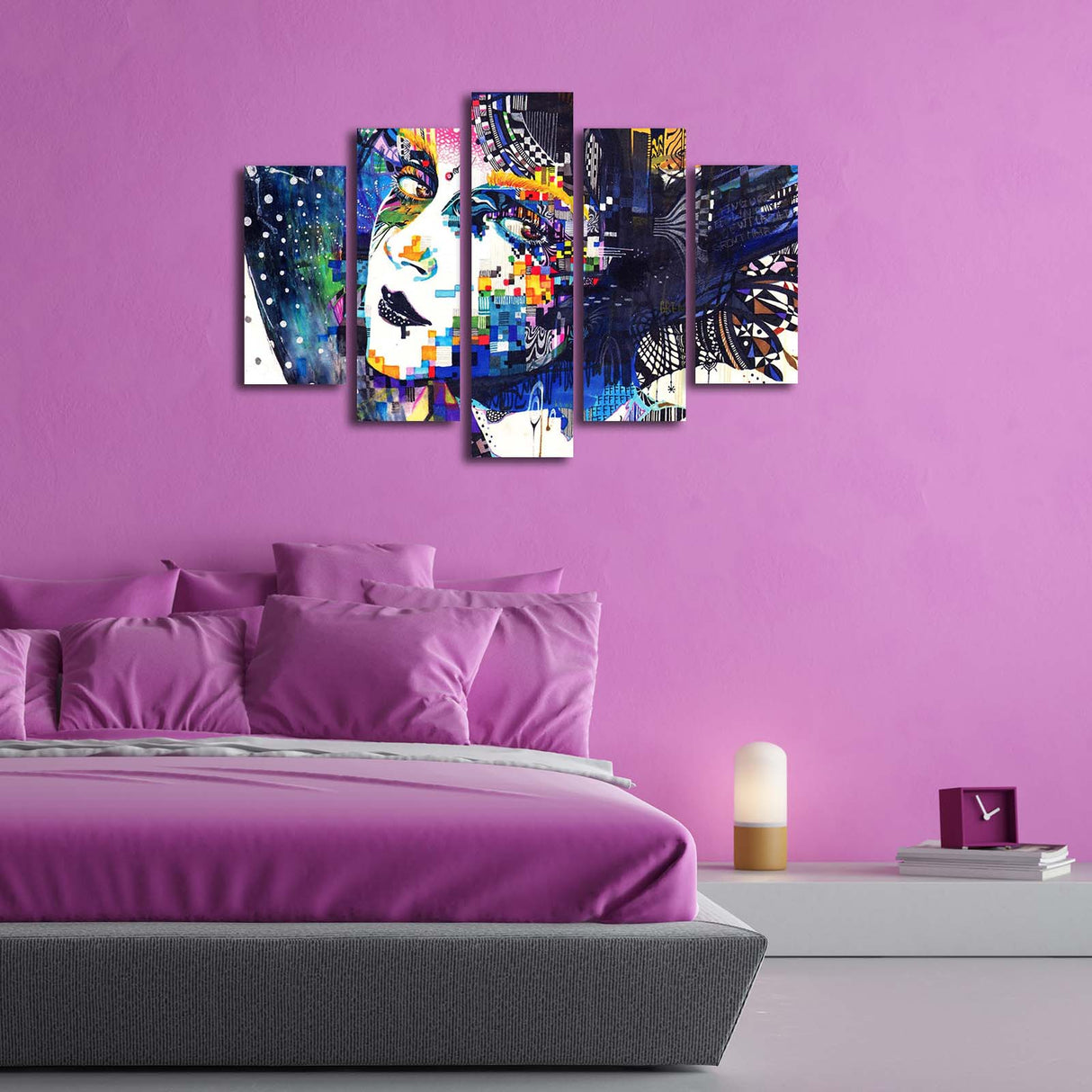 Tablou canvas 5 bucăți 5Pabswc-02, Multicolor, 82x50x3 cm