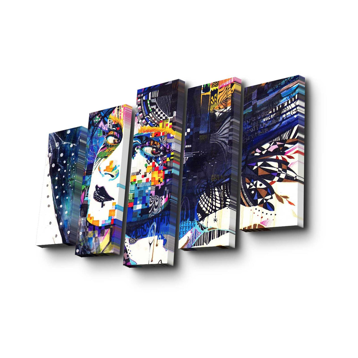 Tablou canvas 5 bucăți 5Pabswc-02, Multicolor, 82x50x3 cm