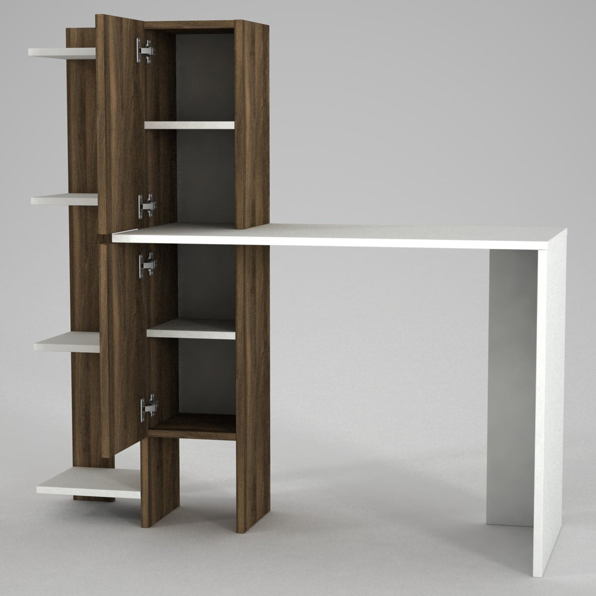 Birou Gina, Alb - Nuc, 50x23x120 cm
