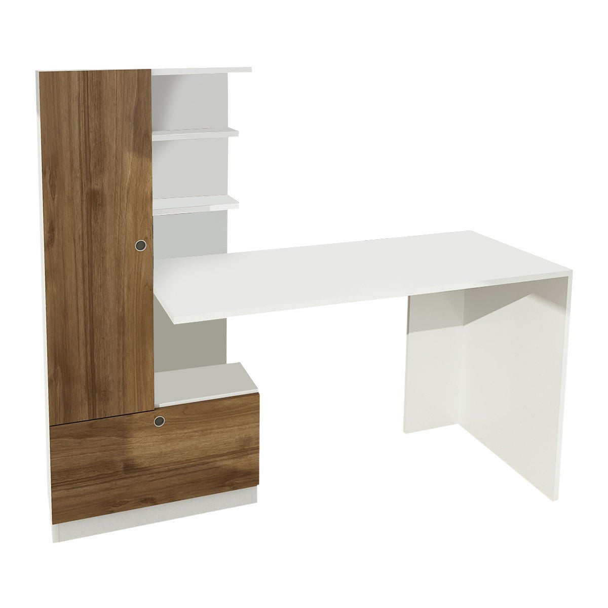 Birou Domingos, Alb - Nuc, 120x62x74 cm
