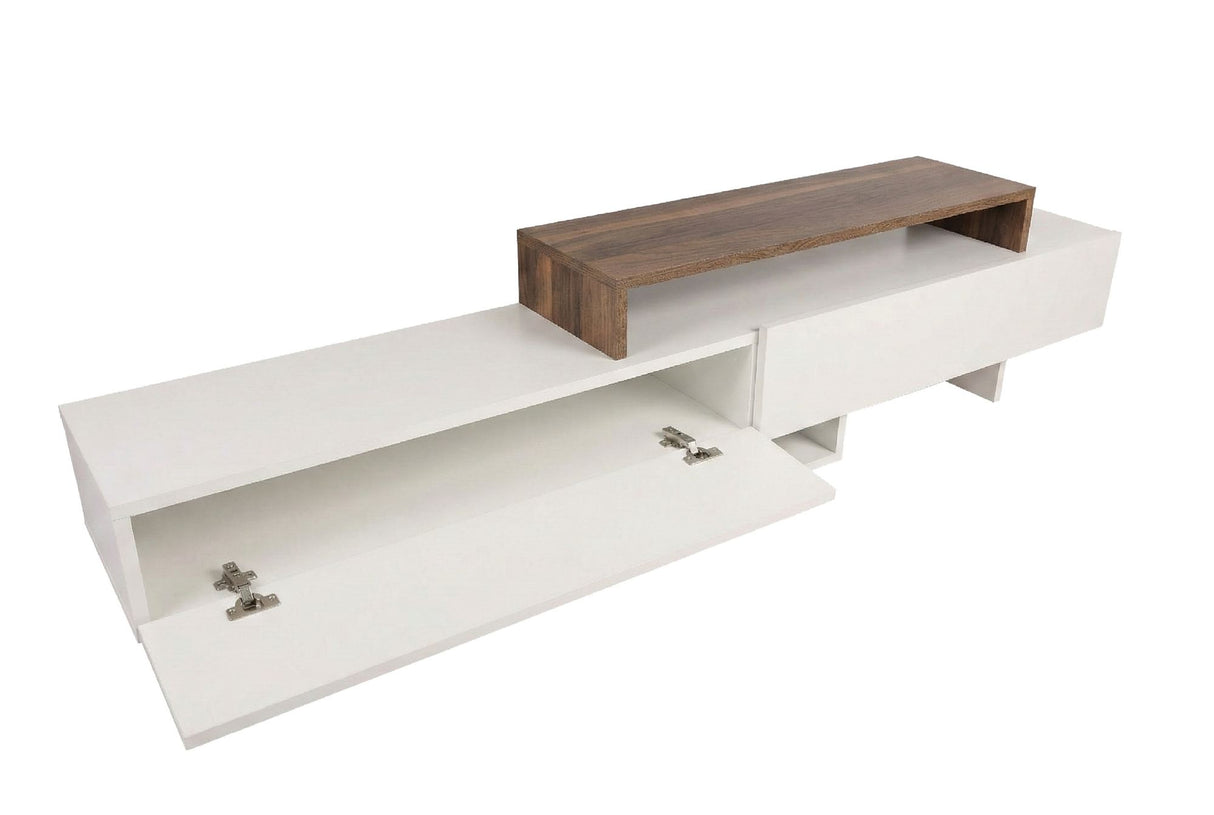 Comodă TV Nirvana, Alb - Teak, 180x30x42 cm