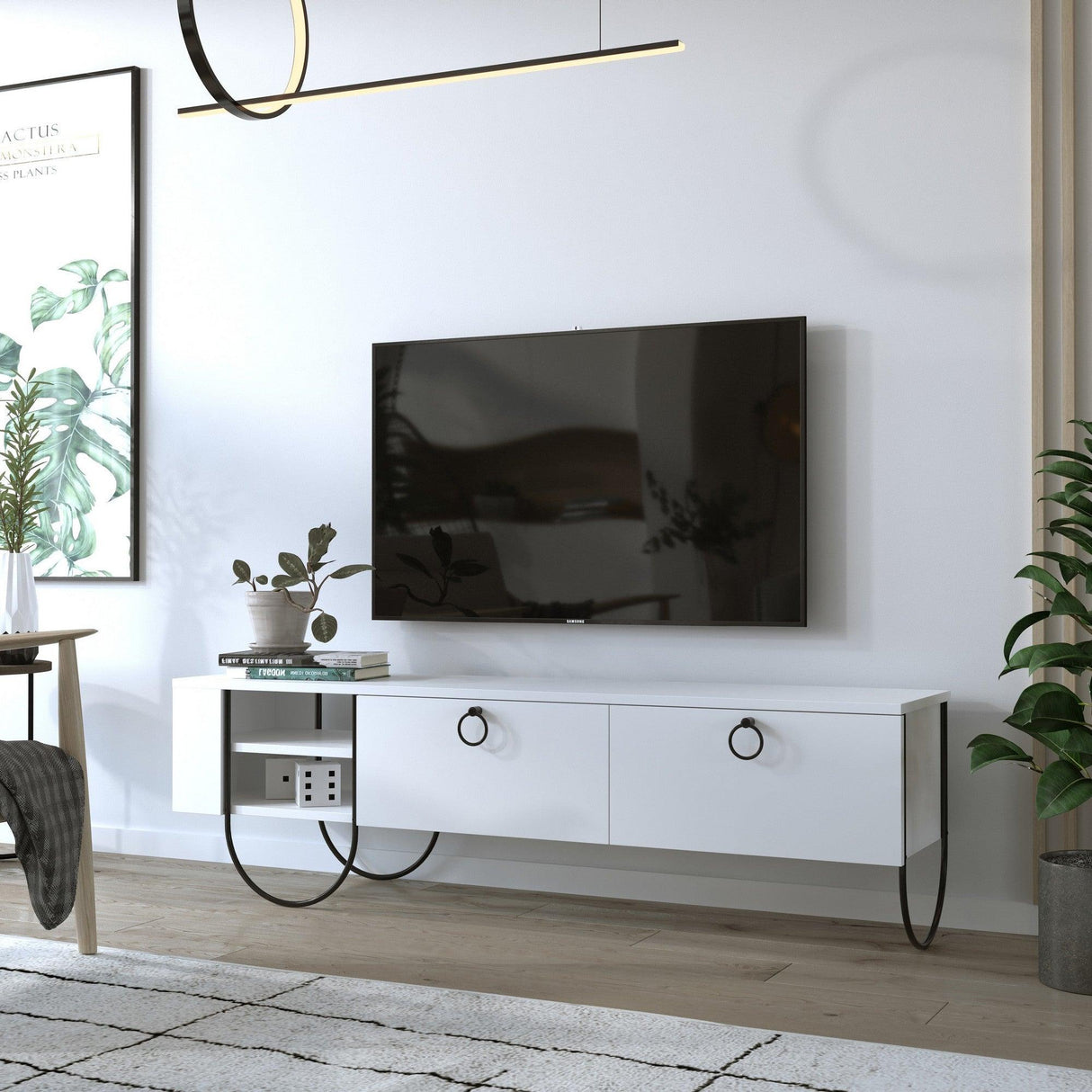 COMODA TV Norfolk Tv Stand, Alb, 36x44x150 cm - Alb, SKU 776HMS3052